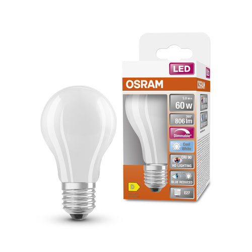 OSRAM Dimmbare LED-Lampe LED SUPERSTAR+ CL A GL FR 60 dim 5,8W/940 E27 CRI90 BOX, E27 , Kaltweiß-Leuchtmittel-LEDVANCE Shop