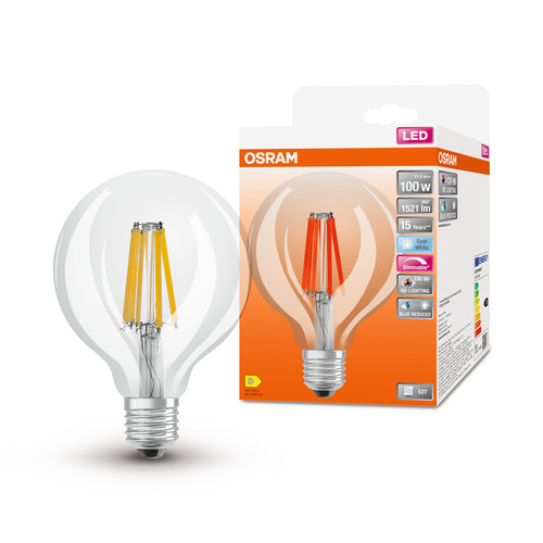 OSRAM Dimmbare FILAMENT LED-Lampe LED SUPERSTAR+ CL GLOBE95 FIL 100 dim 11W/940 E27 CRI90 BOX, E27 , Kaltweiß-Leuchtmittel-LEDVANCE Shop