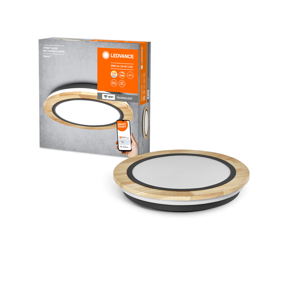 LEDVANCE SMART+ WiFi-Deckenleuchte Wood, 24W, 2950lm, 400mm-Deckenleuchten-LEDVANCE Shop
