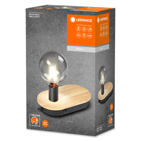 LEDVANCE DECOR Wood Touch Tischleuchte USB, schwarz/holz, E27-Tischlampen-LEDVANCE Shop