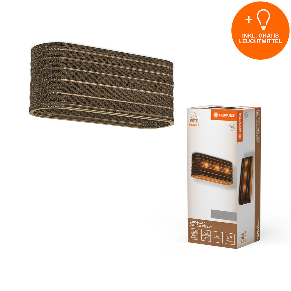LEDVANCE DECOR Deckenleuchte Decor Cardboard Oval braun, 3xE27, inkl. Leuchtmittel-LEDVANCE Shop