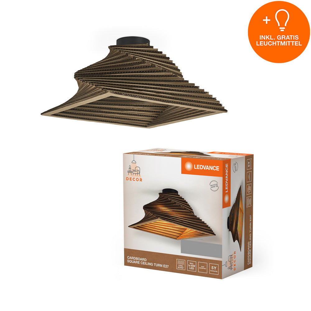 LEDVANCE DECOR Deckenleuchte Decor Cardboard Square Turn braun, inkl. Leuchtmittel-LEDVANCE Shop