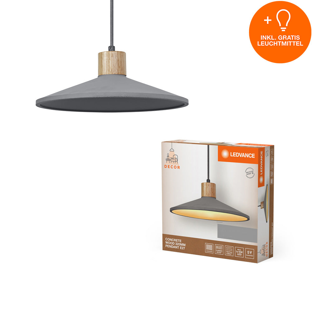 LEDVANCE DECOR Concrete Wood Beton Pendelleuchte, E27, 320 mm, inkl. Leuchtmittel-LEDVANCE Shop