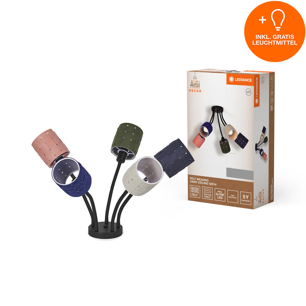 LEDVANCE DECOR Deckenleuchte Decor Felt Weaving Cans, 5xE14, inkl. Leuchtmittel-LEDVANCE Shop