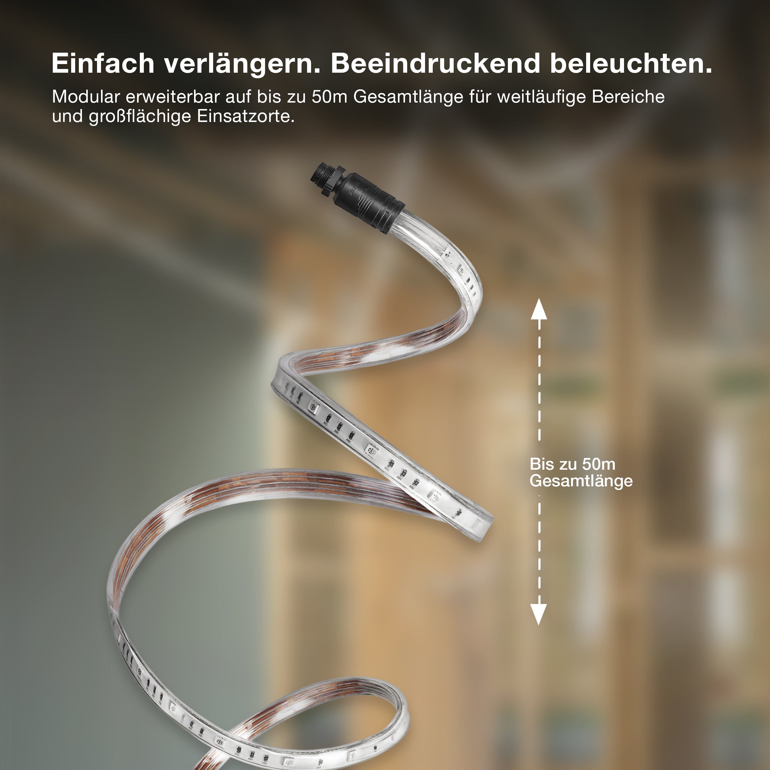OSRAM Outdoor Flex RGB LED Streifen 20M IP65, inkl. Fernbedienung, bis 50 m erweiterbar, mit Kabeltrommel, Anschlusskabel, Zubehör