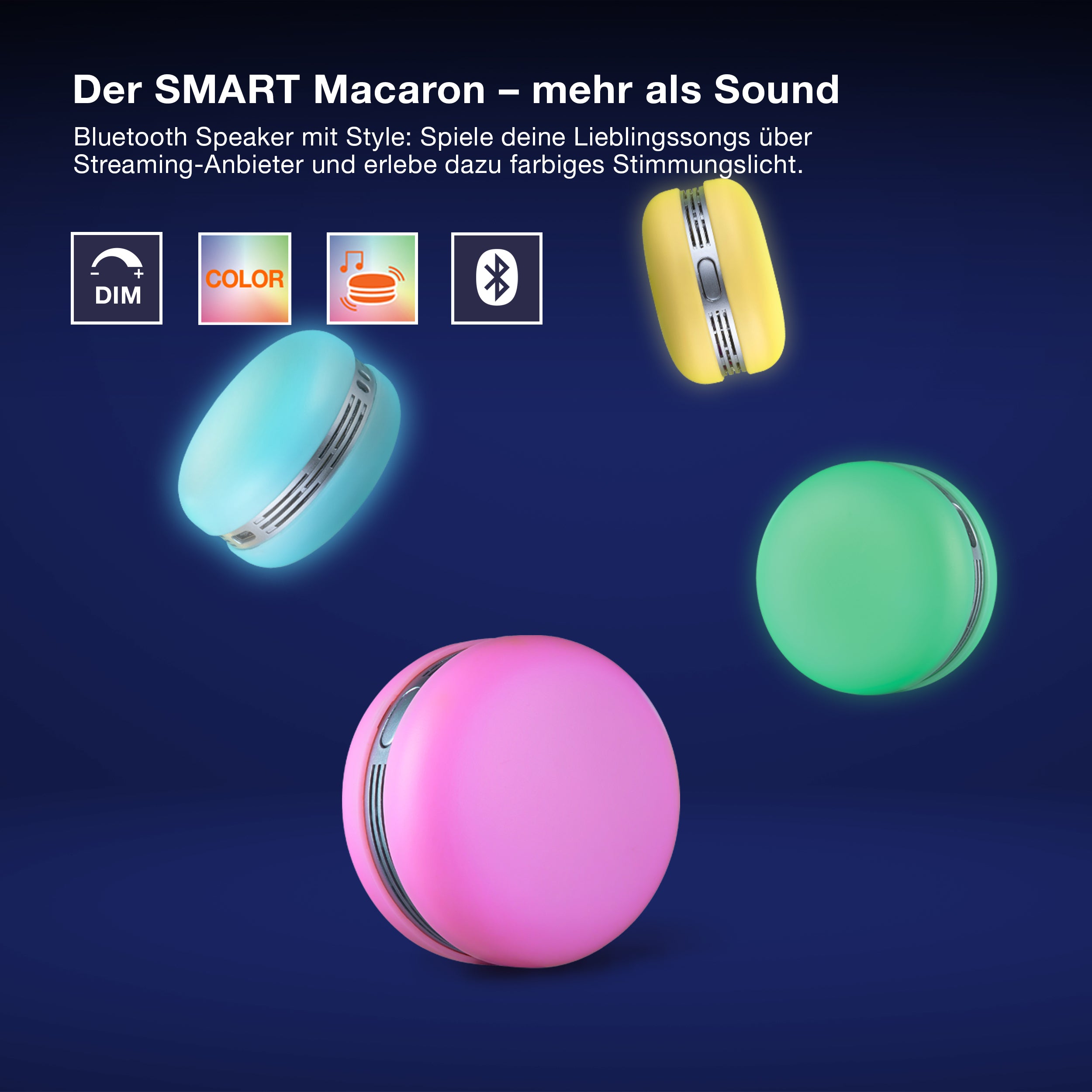 OSRAM Bluetooth SMART+ Macaron Lautsprecher mit Bewegungssteuerung, LED-Licht RGB,  Pink