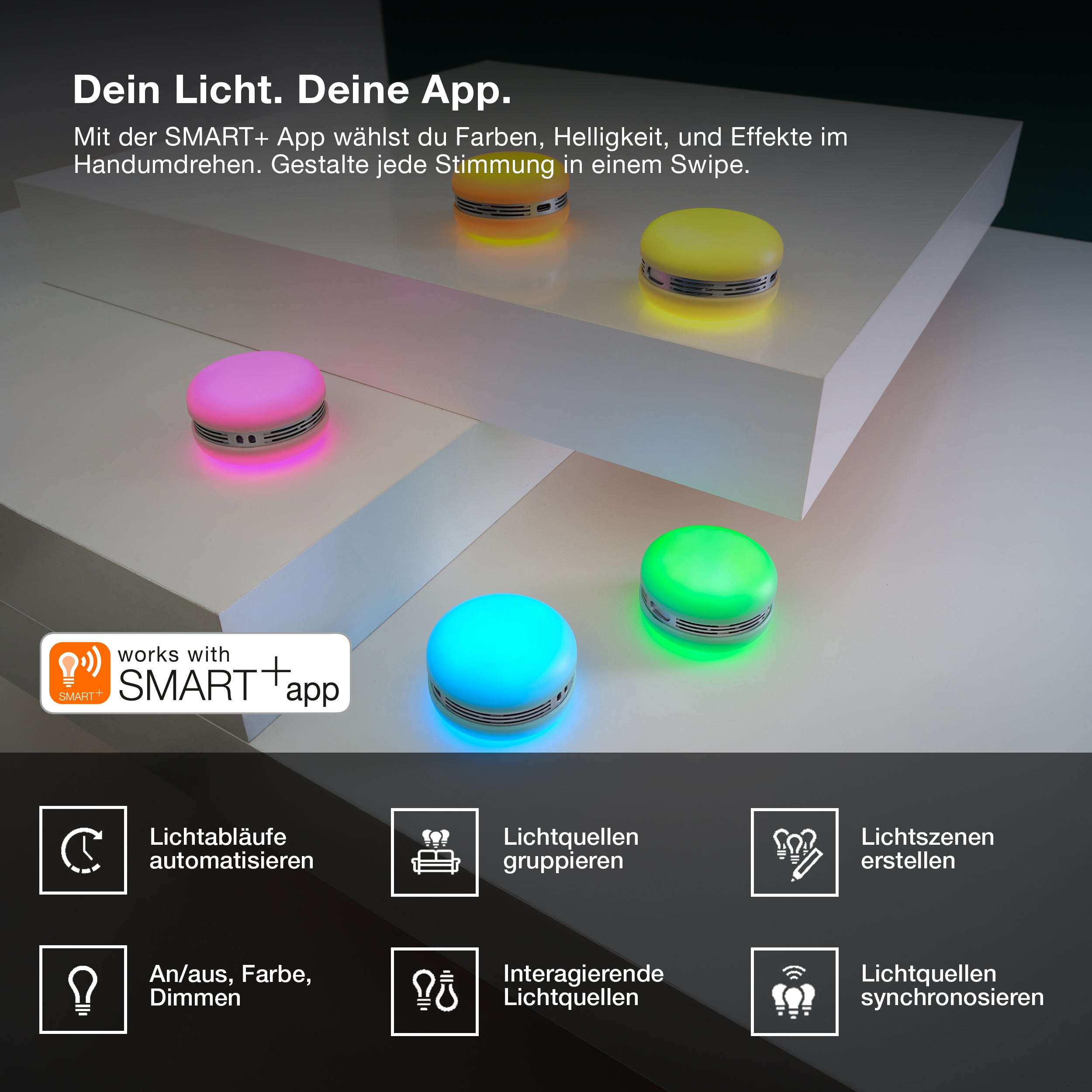 OSRAM Bluetooth SMART+ Macaron Lautsprecher mit Bewegungssteuerung, LED-Licht RGB,  Pink