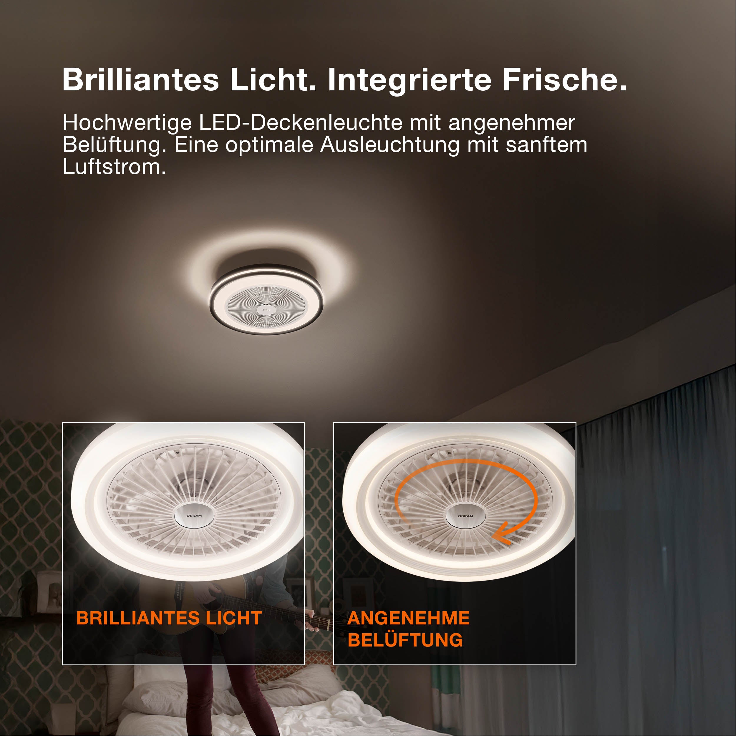OSRAM LED Deckenventilator Murlan 490mm 43W CCT RGB