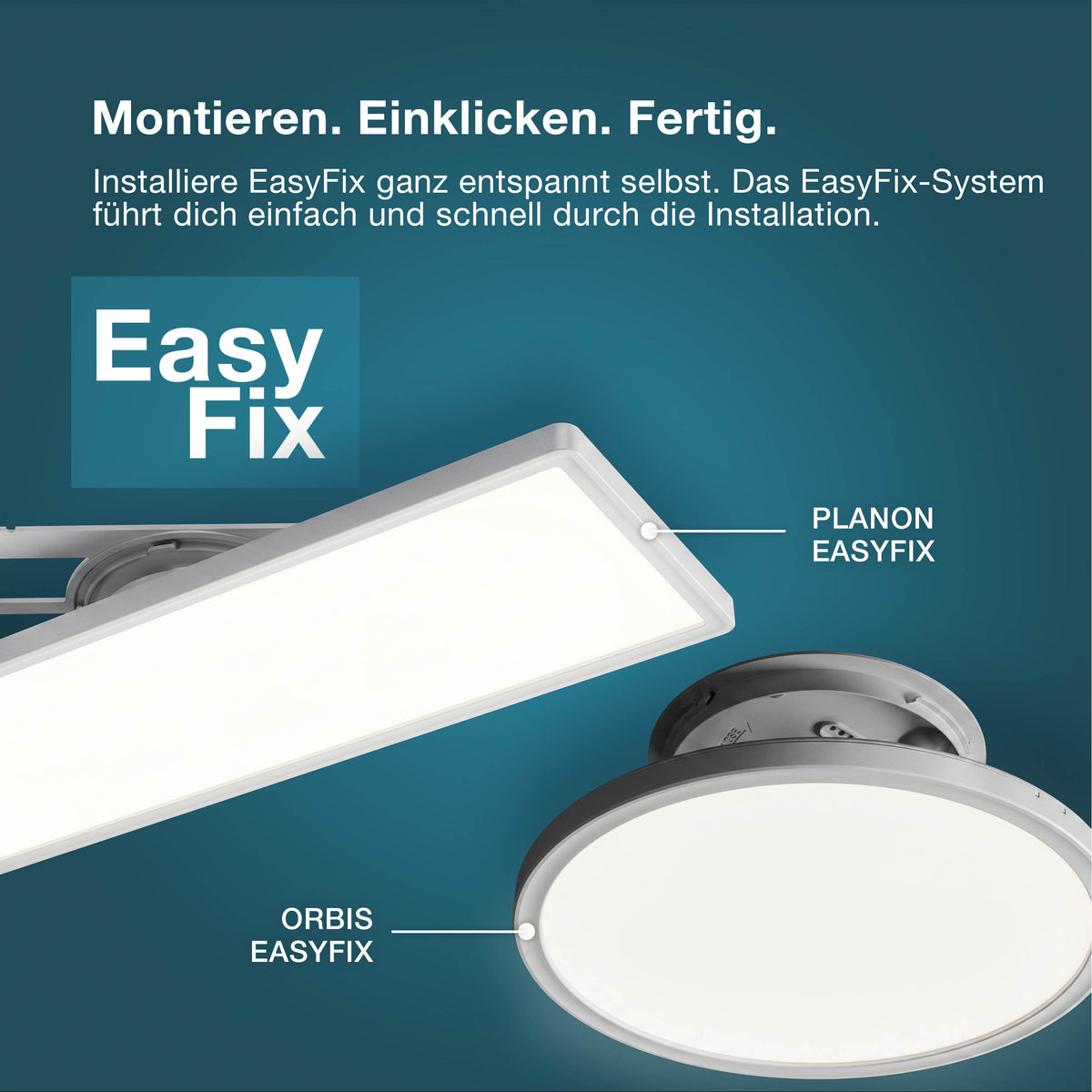 OSRAM PLANON EASYFIX LED Panel Backlight Deckenleuchte 58cm 24W Click CCT IP54, schwarz