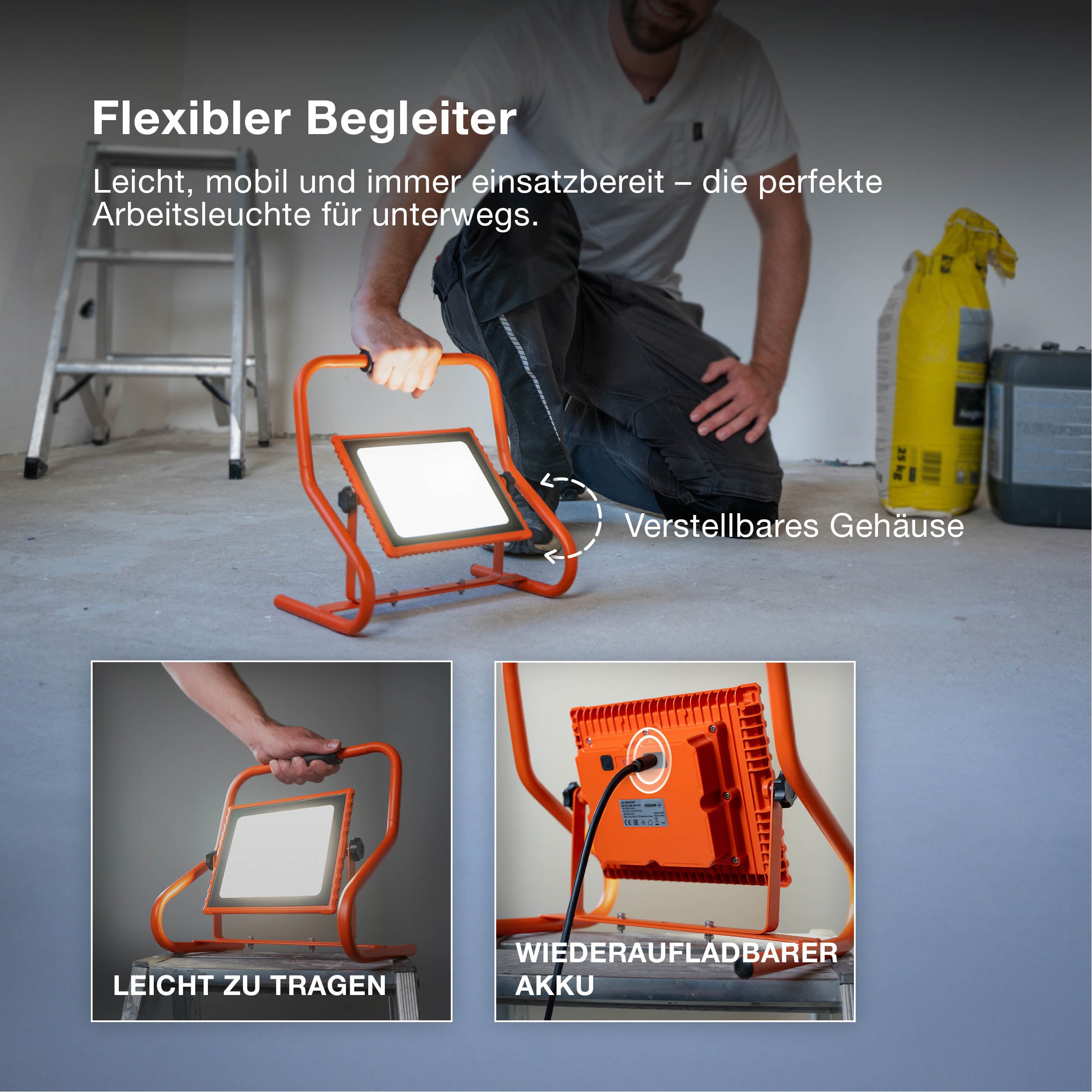 OSRAM WORKLIGHTS VALUE BATTERY, USB, Baustrahler 20W, 2000lm, 6500K