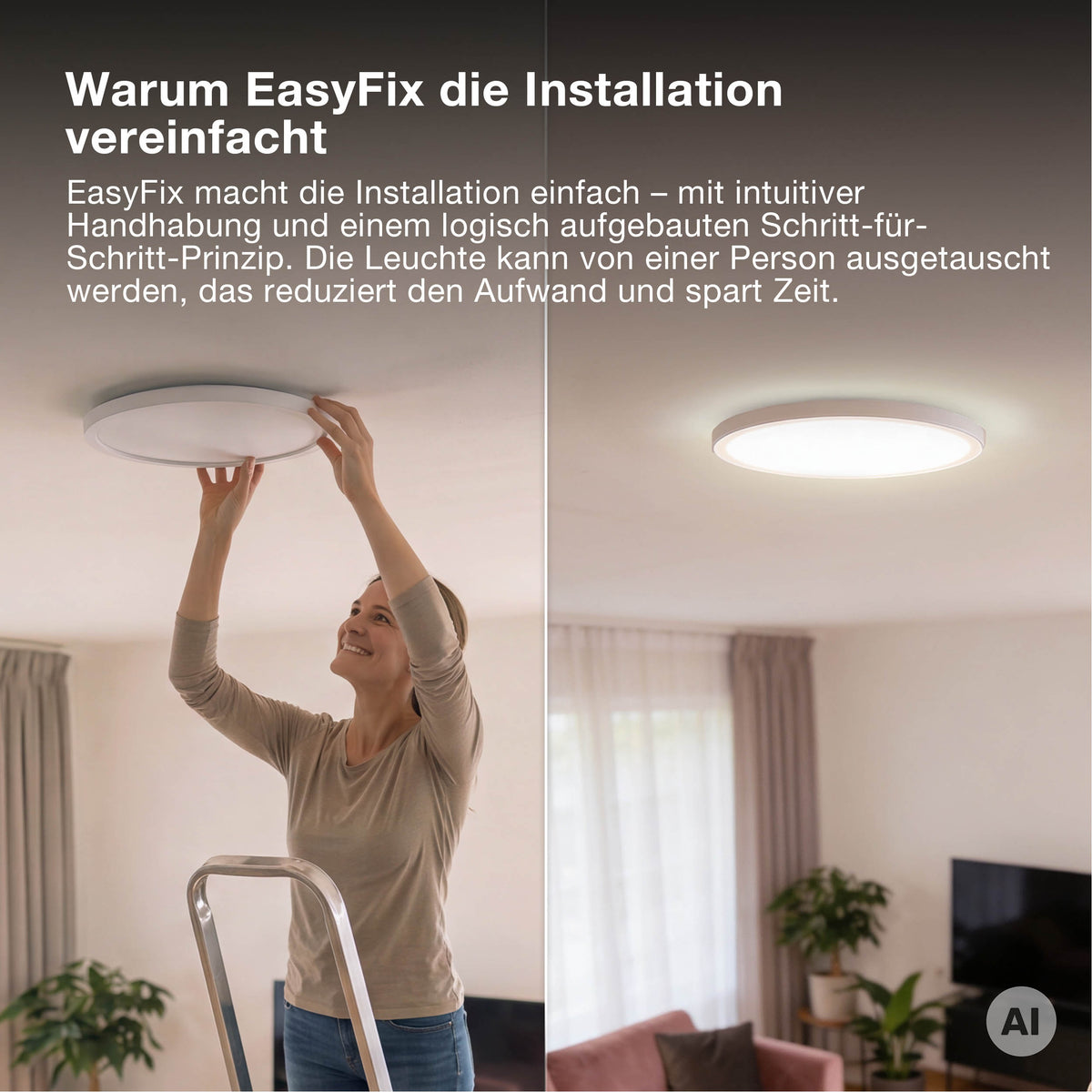 OSRAM ORBIS EASYFIX LED Backlight Deckenleuchte 42cm 22W 3Step Click CCT IP54, schwarz