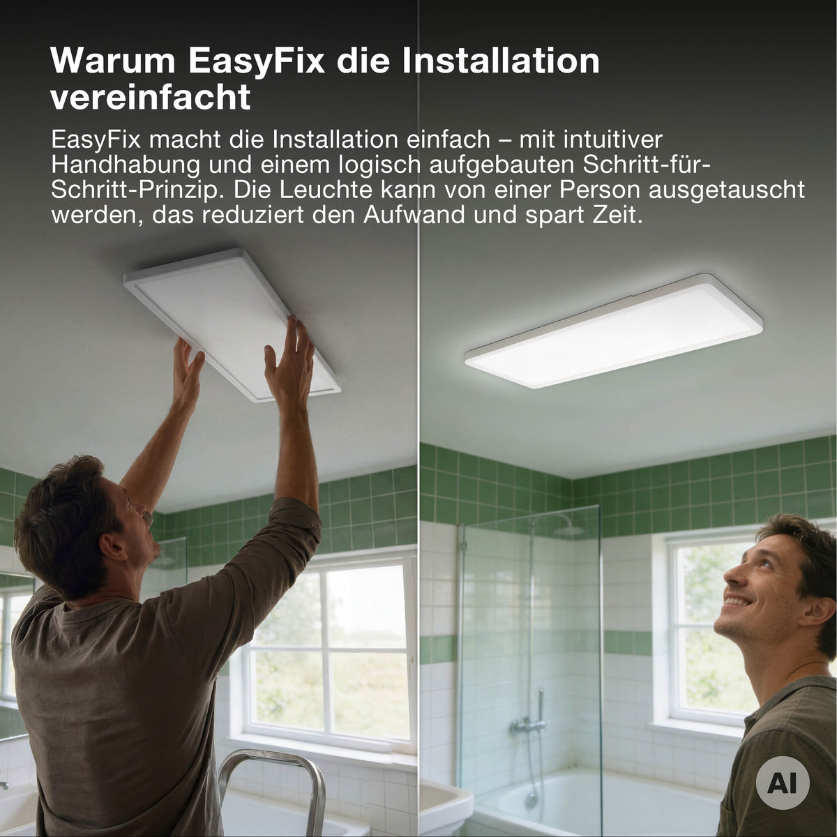 OSRAM PLANON EASYFIX LED Panel Backlight Deckenleuchte 58cm 24W Click CCT IP54, schwarz
