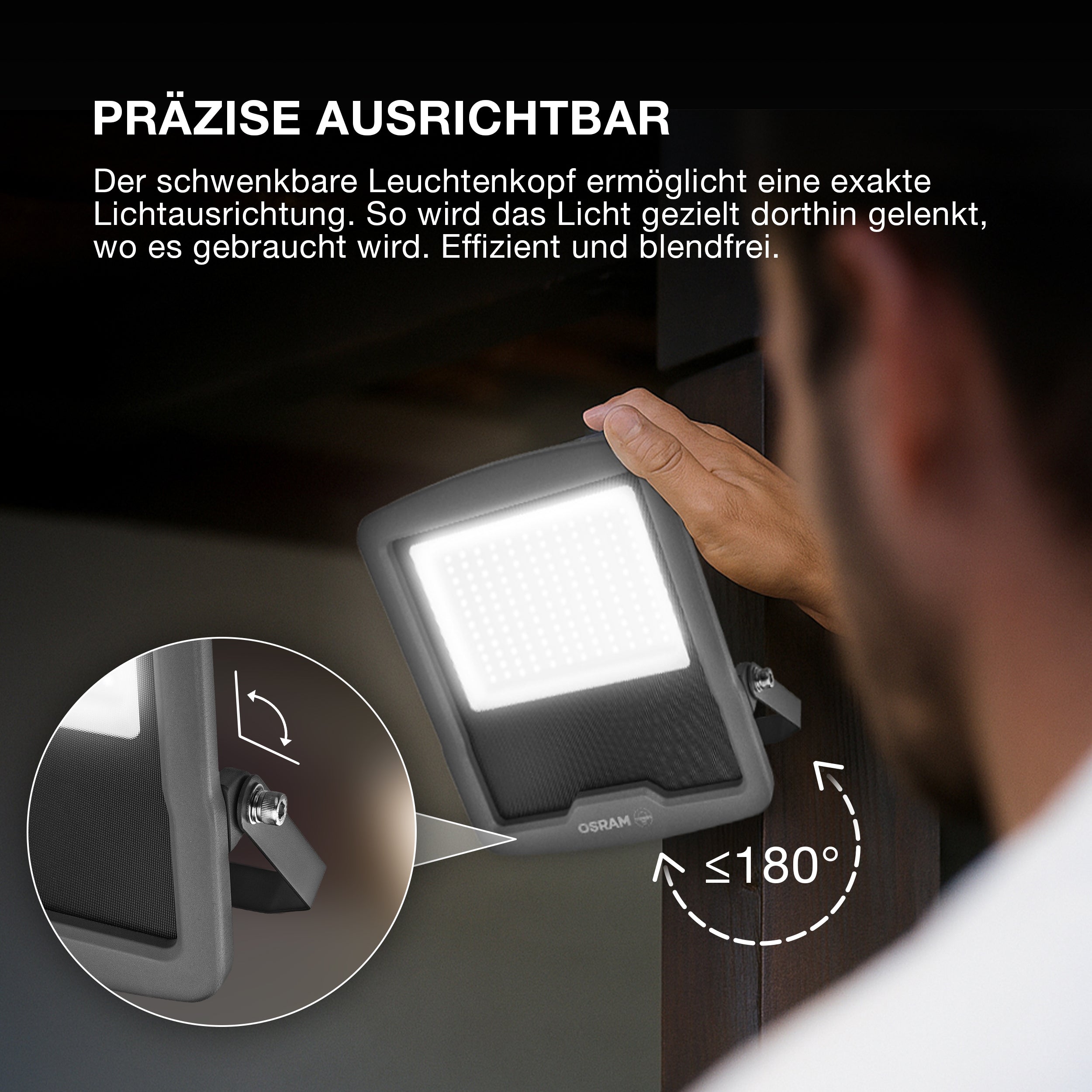 OSRAM ENDURA FLOOD PC 100W LED-Fluter, 4000K kaltweiß, 12000 Lumen, IP65 Flutlicht, recyceltes Aluminium, 120 lm/W Effizienz, Grau, 230V