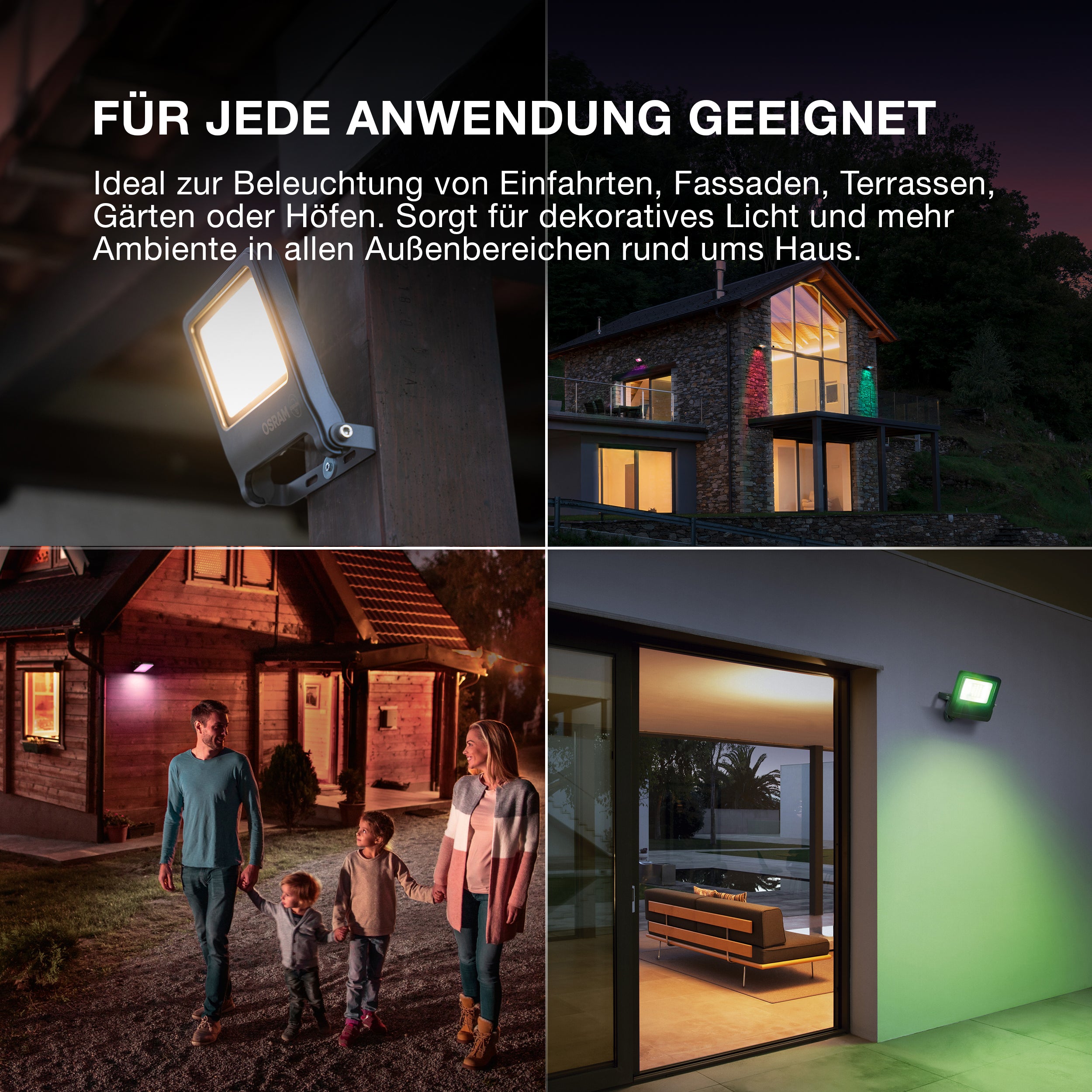 OSRAM SMART+ MATTER Floodlight LED-Fluter, 30W, 2400lm, RGBW 16 Mio. Farben, 3000K, WiFi, Matter, Alexa/Google, IP65