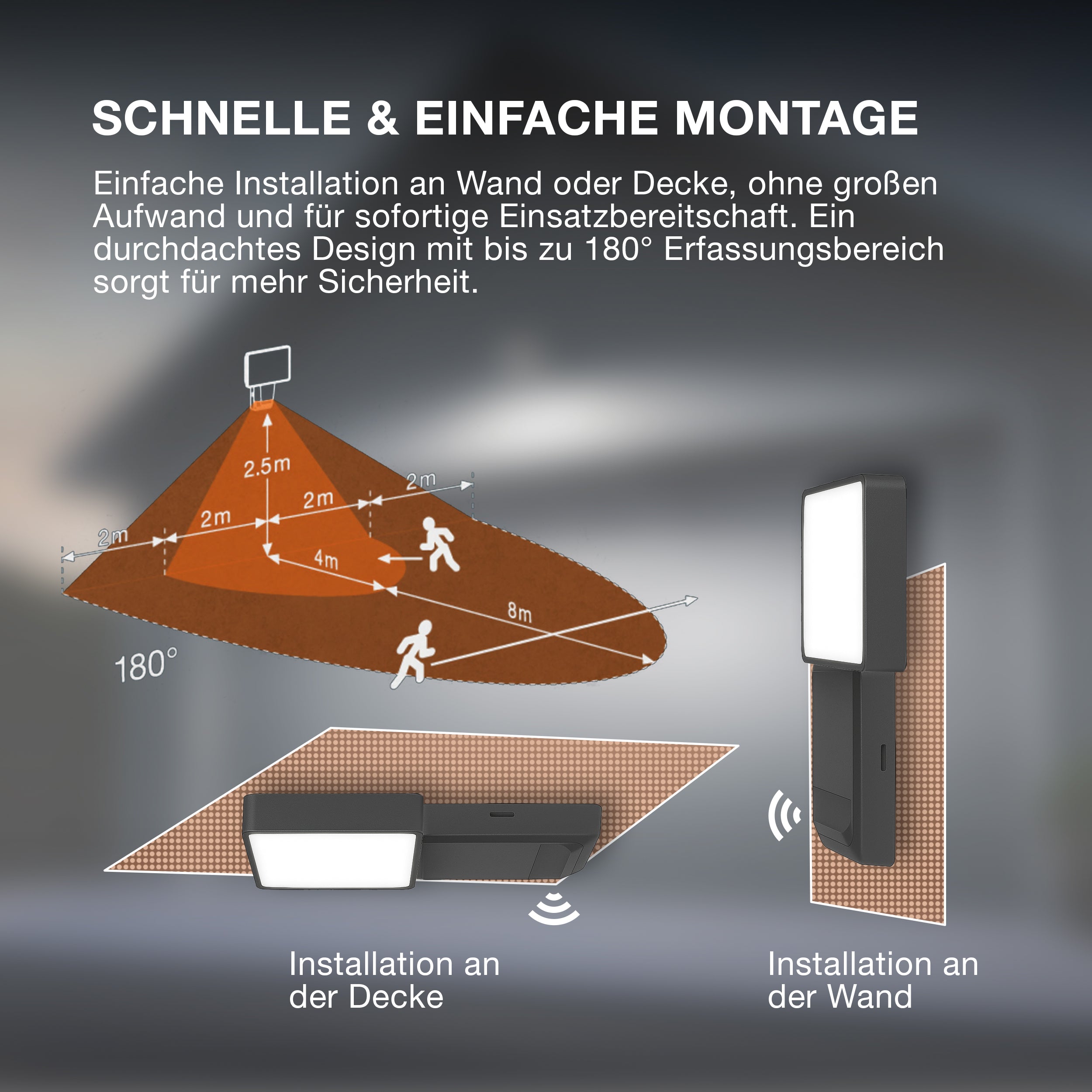 OSRAM ENDURA PRO Hocheffizienter Außenwand-Sensorstrahler mit weitem Ausstrahlungswinkel in innovativem optischen Design, 15W, Dunkelgrau, IP55-Schutz, für Parkplatz und Parks