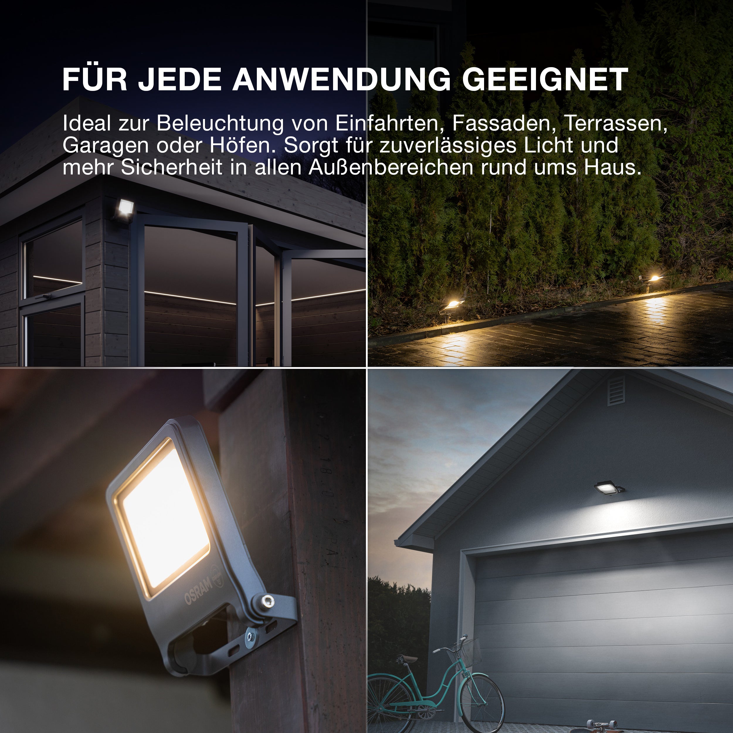 OSRAM ENDURA FLOOD PC 20W LED-Fluter, 3000K warmweiß, 1800 Lumen, IP65 Flutlicht,110° Abstrahlwinkel, 90 lm/W, Grau