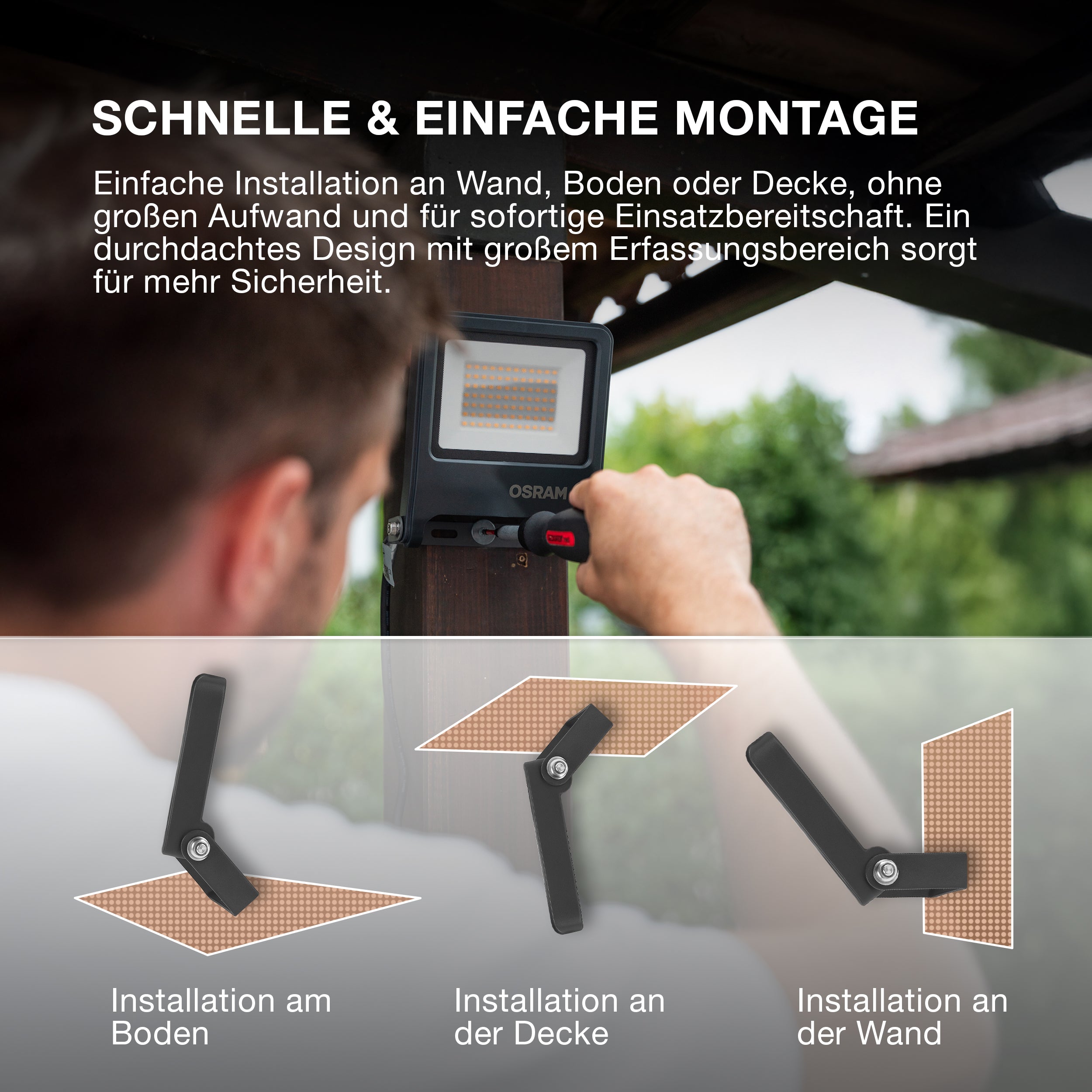 OSRAM SMART+ MATTER Floodlight LED-Fluter, 30W, 2400lm, RGBW 16 Mio. Farben, 3000K, WiFi, Matter, Alexa/Google, IP65