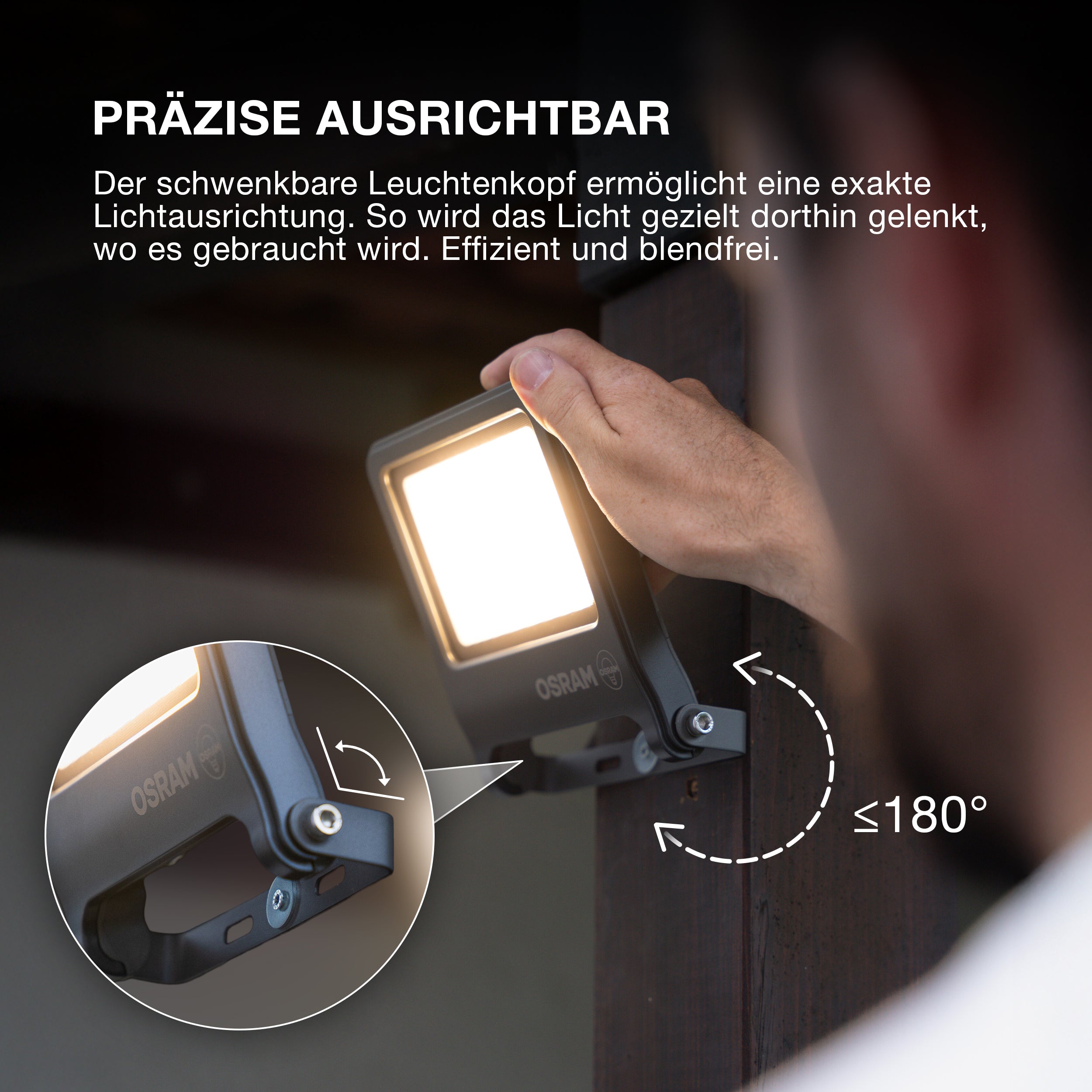 OSRAM ENDURA FLOOD PC 20W LED-Fluter, 3000K warmweiß, 1800 Lumen, IP65 Flutlicht,110° Abstrahlwinkel, 90 lm/W, Grau