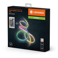 LEDVANCE Neon Digital Flex mehrfarbige Outdoor-LED-Strips 5m mit RGB + RC aus Silikon, IP44-Schutz, indirekte und direkte Beleuchtung für Garten und Balkon