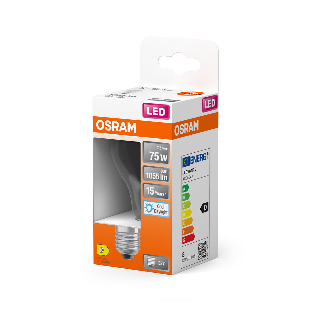 OSRAM LED Lampe LED Retrofit CLASSIC A 6.5W 865 Clear E27, 806 lm, 6500 K, Kaltes Tageslicht-LEDVANCE Shop