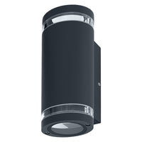 OSRAM Außenwandleuchte Up/Down GU10 mit Gap-Ring, Aluminiumgehäuse in Dunkelgrau, IP44-Schutz & IK03, Wandleuchte für Fassaden und Eingänge