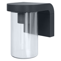 OSRAM Außenwandleuchte E27 Klarglas, modernes Design Aluminium in Dunkelgrau, IP44-Schutz, stoßfest IK03, Wandleuchte für Terrasse und Balkon