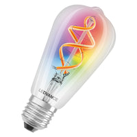 LEDVANCE SMART+ WiFi Filament Edison RGBW , LED-Lampe, Bleifreies Glas, Klar, 4,5 W, (ex 30 W), 300 lm, Warmweiß, 2700 K, Wifi, Smartspeaker-Kompatibel, Dimmbar