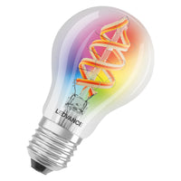 LEDVANCE SMART+ WiFi Filament Classic RGBW , LED-Lampe, Bleifreies Glas, Klar, 4,5 W, (ex 30 W), 300 lm, Warmweiß, 2700 K, Wifi, Smartspeaker-Kompatibel, Dimmbar