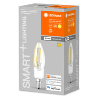 LEDVANCE SMART+ WiFi Filament Candle Dimmable , LED-Lampe, Bleifreies Glas, Klar, 4 W, (ex 40 W), 470 lm, Warmweiß, 2700 K, Wifi, Smartspeaker-Kompatibel, Dimmbar