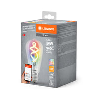 LEDVANCE SMART+ WiFi Filament Edison RGBW , LED-Lampe, Bleifreies Glas, Klar, 4,5 W, (ex 30 W), 300 lm, Warmweiß, 2700 K, Wifi, Smartspeaker-Kompatibel, Dimmbar