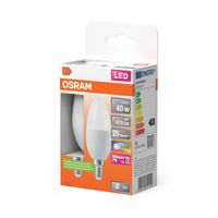 OSRAM LED Retrofit RGBW lamps with remote control in B-Form, LED-Lampe, Matt, 4,9 W, (ex 40 W), 470 lm, Warmweiß, 2700 K, Dimmbar, 25000 h, CRI 80, Fernbedienung, 2er