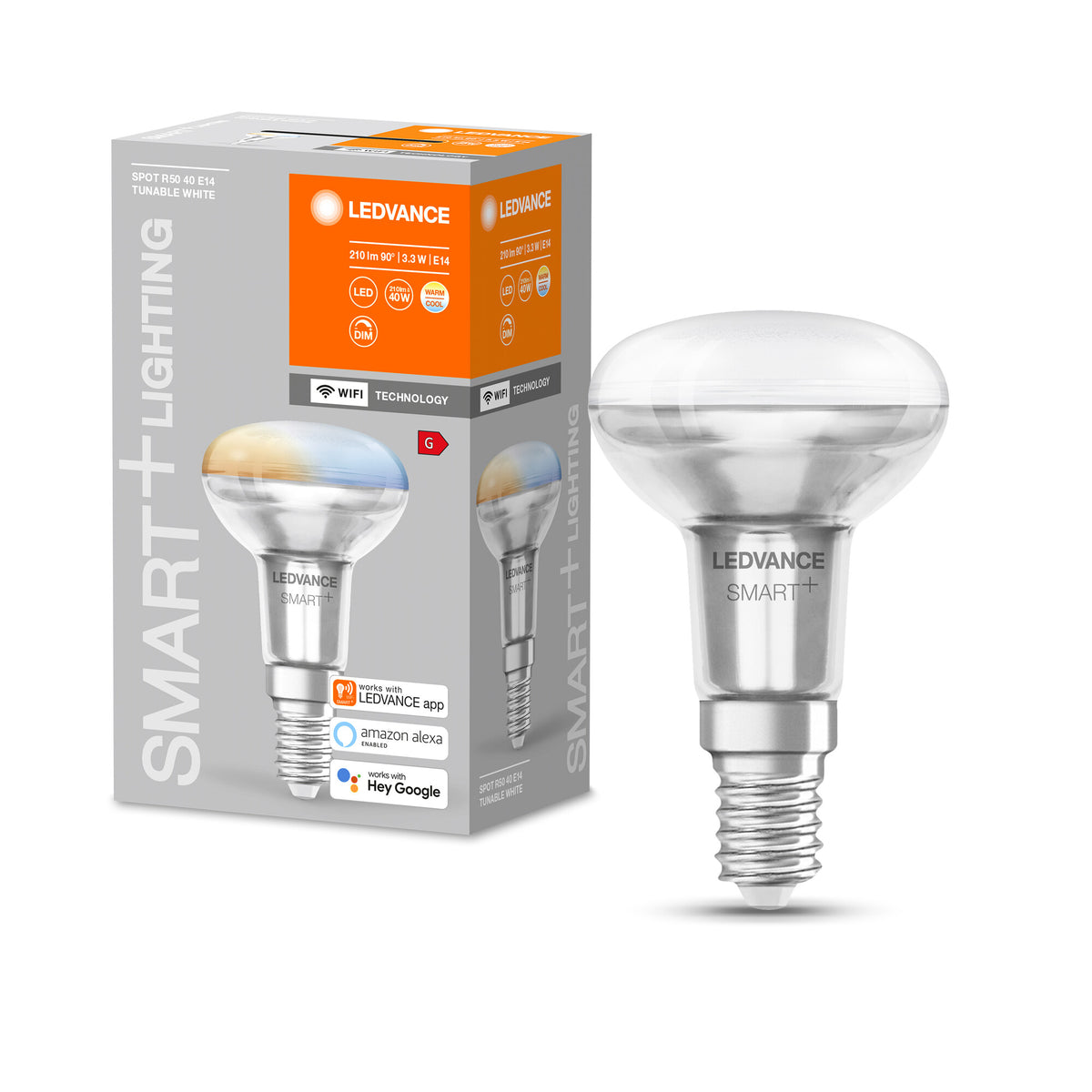 LEDVANCE SMART+ SPOT CONCENTRA Tunable White , LED-Lampe, Bleifreies Glas, 3,3 W, (ex 40 W), 210 lm, Lichtfarbe variabel, Wifi, Smartspeaker-Kompatibel, Dimmbar