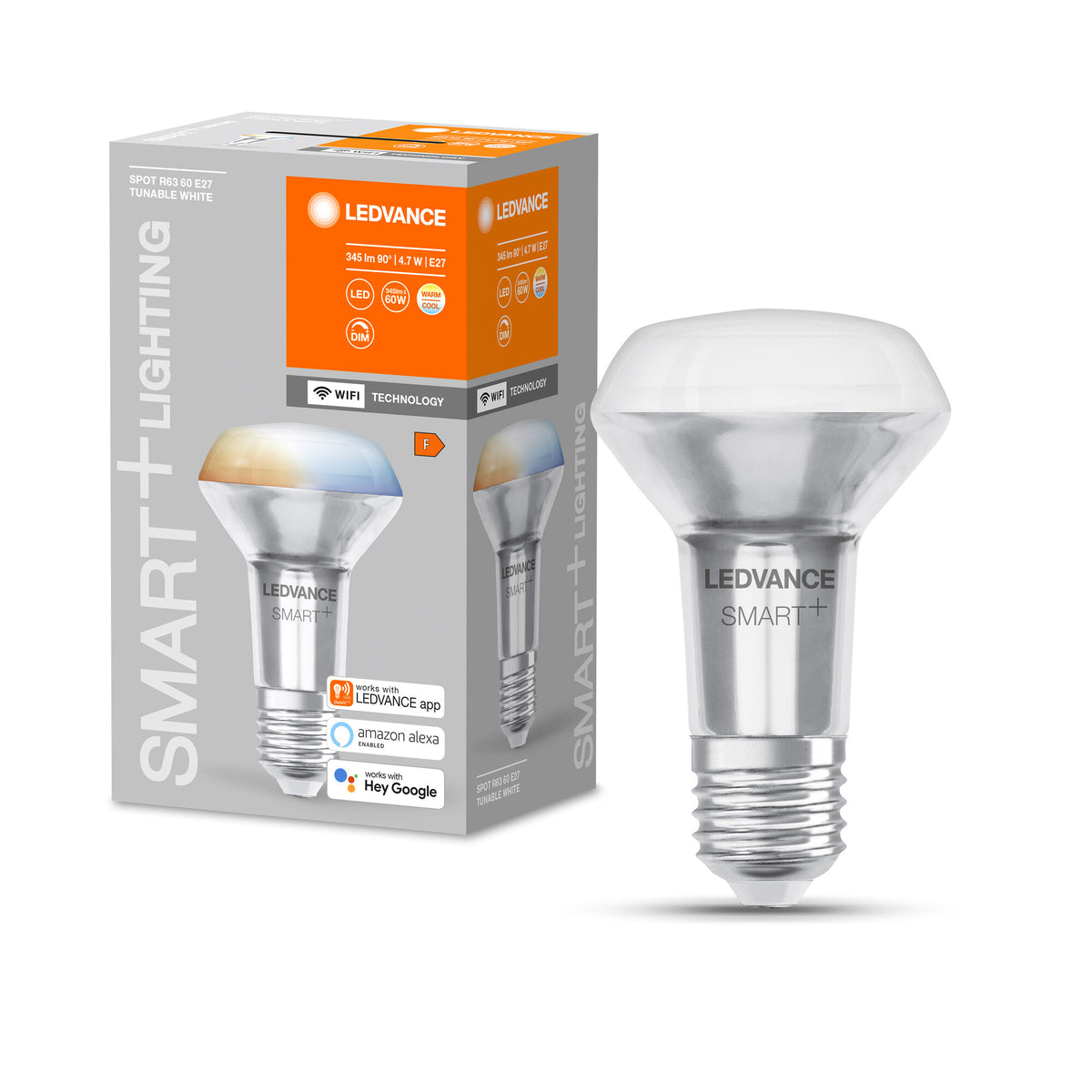 LEDVANCE SMART+ SPOT CONCENTRA Tunable White , LED-Lampe, Bleifreies Glas, 4,7 W, (ex 60 W), 345 lm, Lichtfarbe variabel, Wifi, Smartspeaker-Kompatibel, Dimmbar