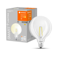 LEDVANCE SMART+ WiFi Filament Globe Dimmable in Globusform-Form, LED-Lampe, Bleifreies Glas, Klar, 6 W, 806 lm, Warmweiß, Wifi, Smartspeaker-Kompatibel, Dimmbar