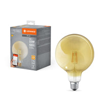 LEDVANCE SMART+ WiFi Filament Globe Dimmable , LED-Lampe, Bleifreies Glas, Gold, 6 W, (ex 53 W), 680 lm, Warmweiß, 2400 K, Wifi, Smartspeaker-Kompatibel, Dimmbar