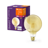 LEDVANCE SMART+ Filament Globe Dimmable in Globe-Form, LED-Lampe, Bleifreies Glas, Gold, 6 W, (ex 52 W), 680 lm, Warmweiß, ZigBee, Smartspeaker-Kompatibel, Dimmbar