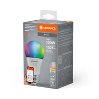 LEDVANCE SMART+ WiFi Classic Multicolour in A-Form, LED-Lampe, Matt, 14 W, (ex 100 W), 1521 lm, RGBW, von 2700 bis 6500 K, Wifi, Google Assistant, Amazon Alexa, Dimmbar