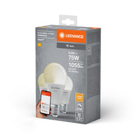LEDVANCE SMART+ WiFi Classic Dimmable in A-Form, LED-Lampe, Matt, 9,5 W, (ex 75 W), 1055 lm, Warmweiß, 2700 K, Wifi, Smartspeaker-Kompatibel, Dimmbar, 3er