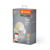 LEDVANCE SMART+ WiFi Classic Dimmable in A-Form, LED-Lampe, Matt, 14 W, (ex 100 W), 1521 lm, Warmweiß, 2700 K, Wifi, Smartspeaker-Kompatibel, Dimmbar, 3er