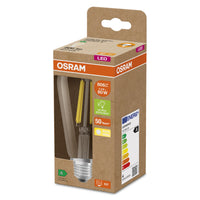 OSRAM LED LAMPS ENERGY CLASS A  ENERGY EFFICIENCY FILAMENT CLASSIC EDISON , LED-Lampe, Bleifreies Glas, Klar, 4 W, (ex 60 W), 840 lm, Warmweiß, Energieeffizienzklasse: A