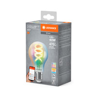 LEDVANCE SMART+WIFI Filament Classic RGBTW , LED-Lampe, Bleifreies Glas, Klar, 4,8 W, (ex 40 W), 470 lm, RGBW, 2700 K, Wifi, Smartspeaker-Kompatibel, Dimmbar