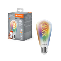 LEDVANCE SMART+WIFI Filament Edison RGBTW , LED-Lampe, Bleifreies Glas, Klar, 4,8 W, (ex 40 W), 470 lm, RGBW, 2700 K, Wifi, Smartspeaker-Kompatibel, Dimmbar