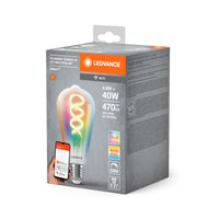 LEDVANCE SMART+WIFI Filament Edison RGBTW , LED-Lampe, Bleifreies Glas, Klar, 4,8 W, (ex 40 W), 470 lm, RGBW, 2700 K, Wifi, Smartspeaker-Kompatibel, Dimmbar