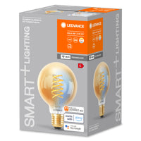 LEDVANCE Smart+ WiFi Filament Globe Tunable White 2200K in G80-Form, LED-Lampe, Bleifreies Glas, Gold, 600 lm, Lichtfarbe variabel, Wifi, Smartspeaker-Kompatibel, Dimmbar