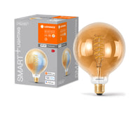 LEDVANCE Smart+ WiFi Filament Globe Tunable White 2200K in G125-Form, LED-Lampe, Bleifreies Glas, 600 lm, Lichtfarbe variabel, Wifi, Smartspeaker-Kompatibel, Dimmbar