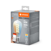 LEDVANCE Smart+ Wifi Filament Edison Tunable White in Edison-Form-Form, LED-Lampe, Bleifreies Glas, klar, 8 W, (ex 60 W), 806 lm, Lichtfarbe variabel, Wifi, Dimmbar