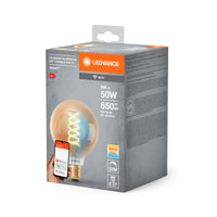 LEDVANCE Smart+ WiFi Filament Globe Tunable White 2200K in Globusform-Form, LED-Lampe, 600 lm, Lichtfarbe variabel, Wifi, Smartspeaker-Kompatibel, Dimmbar
