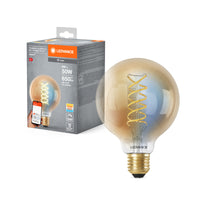 LEDVANCE Smart+ WiFi Filament Globe Tunable White 2200K in Globusform-Form, LED-Lampe, 600 lm, Lichtfarbe variabel, Wifi, Smartspeaker-Kompatibel, Dimmbar