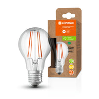 LEDVANCE LED CLASSIC A ENERGY EFFICIENCY A S in A-Form, LED-Lampe, Glas, Klar, 4 W, (ex 60 W), 840 lm, Warmweiß, 3000 K, Energieeffizienzklasse: A, 50000  h, CRI ≥80