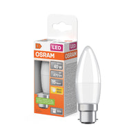 OSRAM LED PCR LAMP WITH CLASSIC B in B-Form, LED-Lampe, Matt, 4,9 W, (ex 40 W), 470 lm, Warmweiß, 2700 K, 15000 h, CRI ≥80